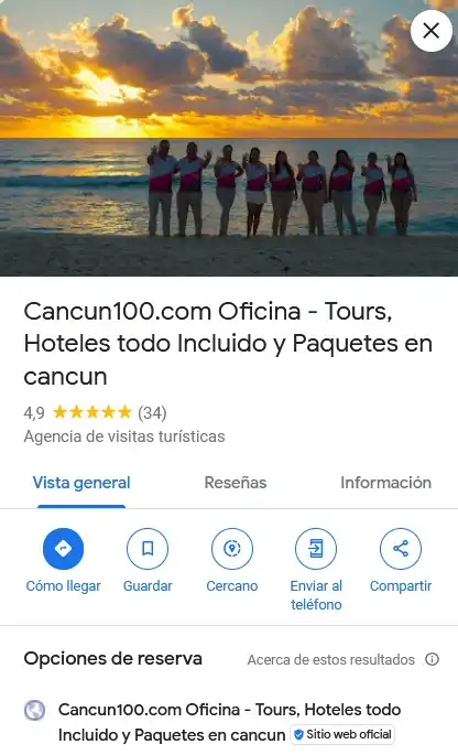 ubicacion en google de clientes reales haciendo los comentarios de nosotros cancun100 agencia de tours y hoteles en cancun
